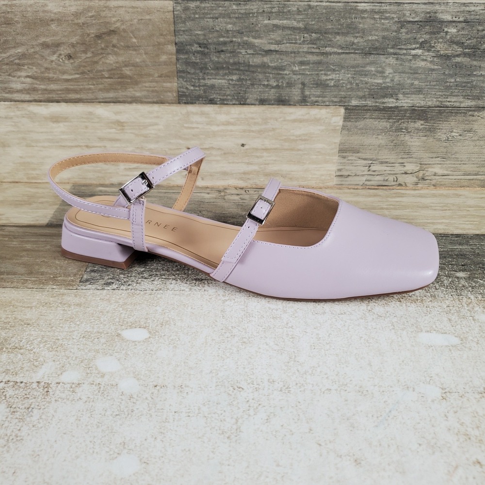 Journee Gretchenn Flats Womens Sz 11 Lavender Square Toe Double-Buckle Straps